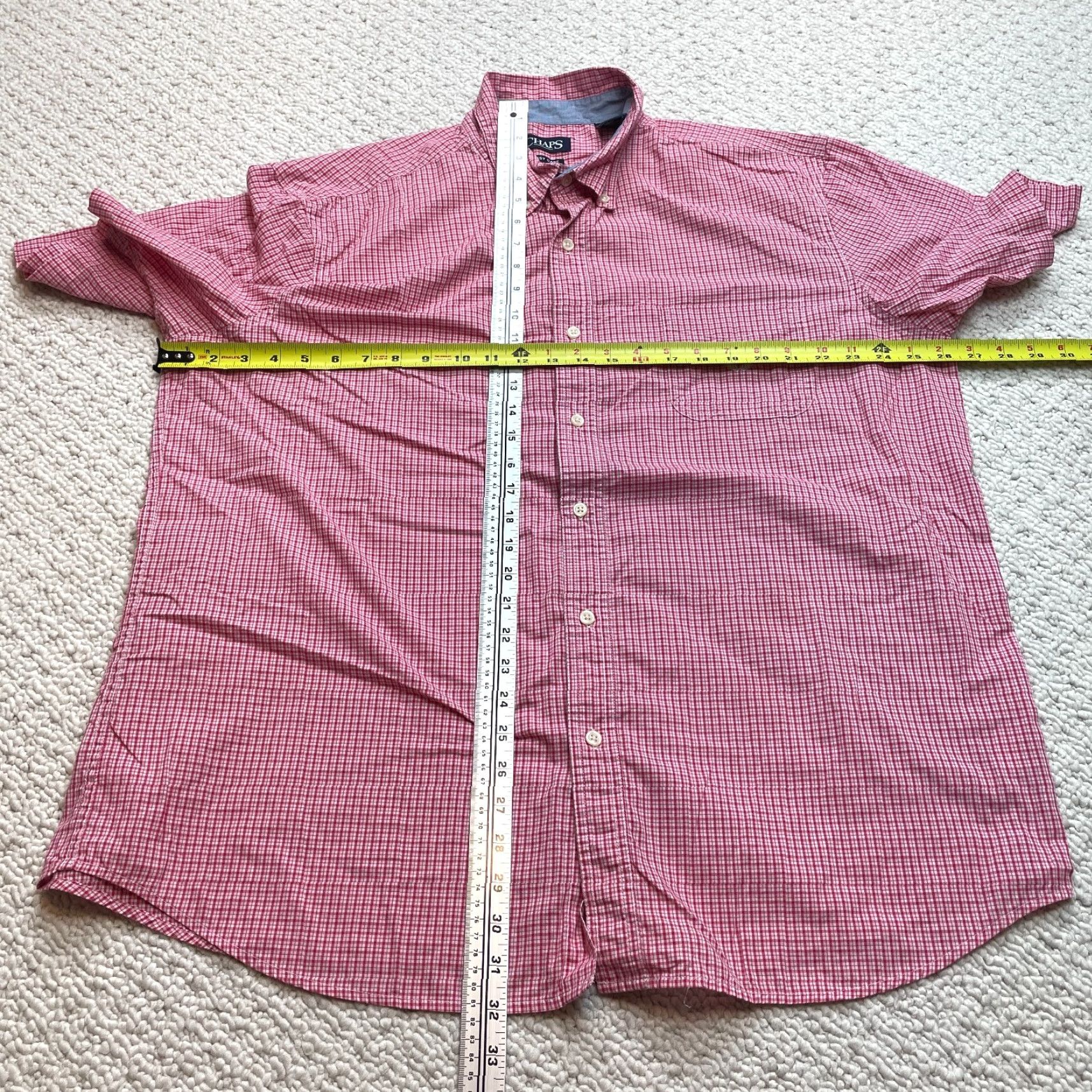 Chaps Chaps Shirt Short Sleeve Button-Up Mens 2XL Red Check Easy Care Collared Top Size US XXL / EU 58 / 5 - 6 Thumbnail