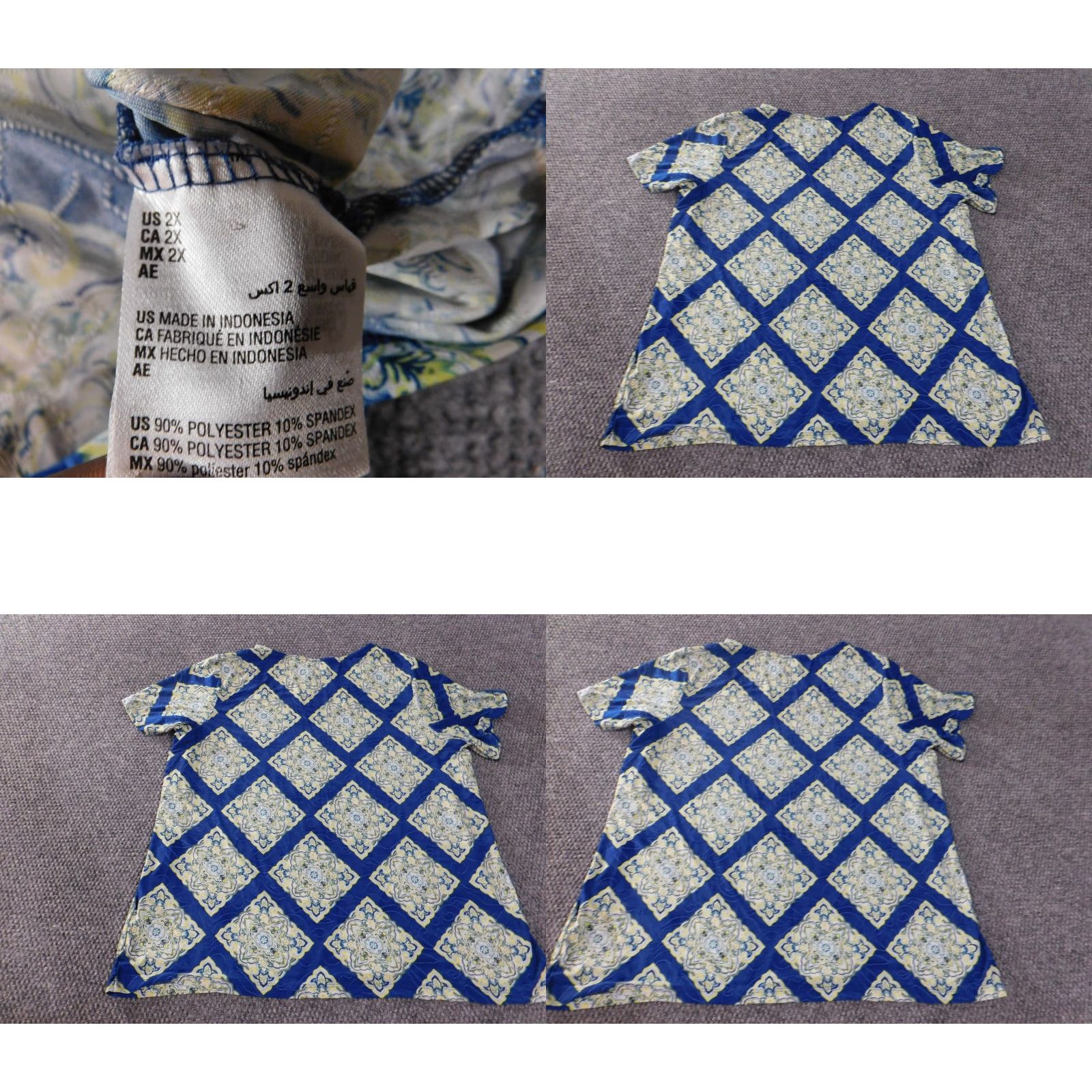 JM Collection JM Collection Blouse 2X Womens Blue Geometric Floral Stretch Knit Crew Neck Pullover Casual Shirt Top Polyester Plus Size Obvious Designer Style Size XXL / US 16-18 / IT 52-54 - 8 Thumbnail