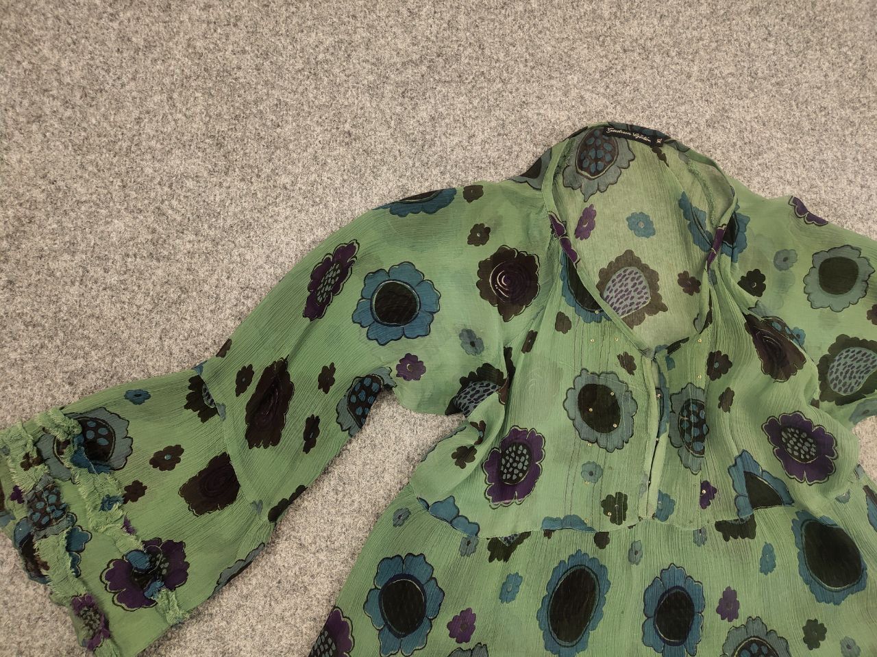 Gudrun Sjoden Gudrun Sjödén Floral print green Light blouse tunic Size XL / US 12-14 / IT 48-50 - 9 Thumbnail