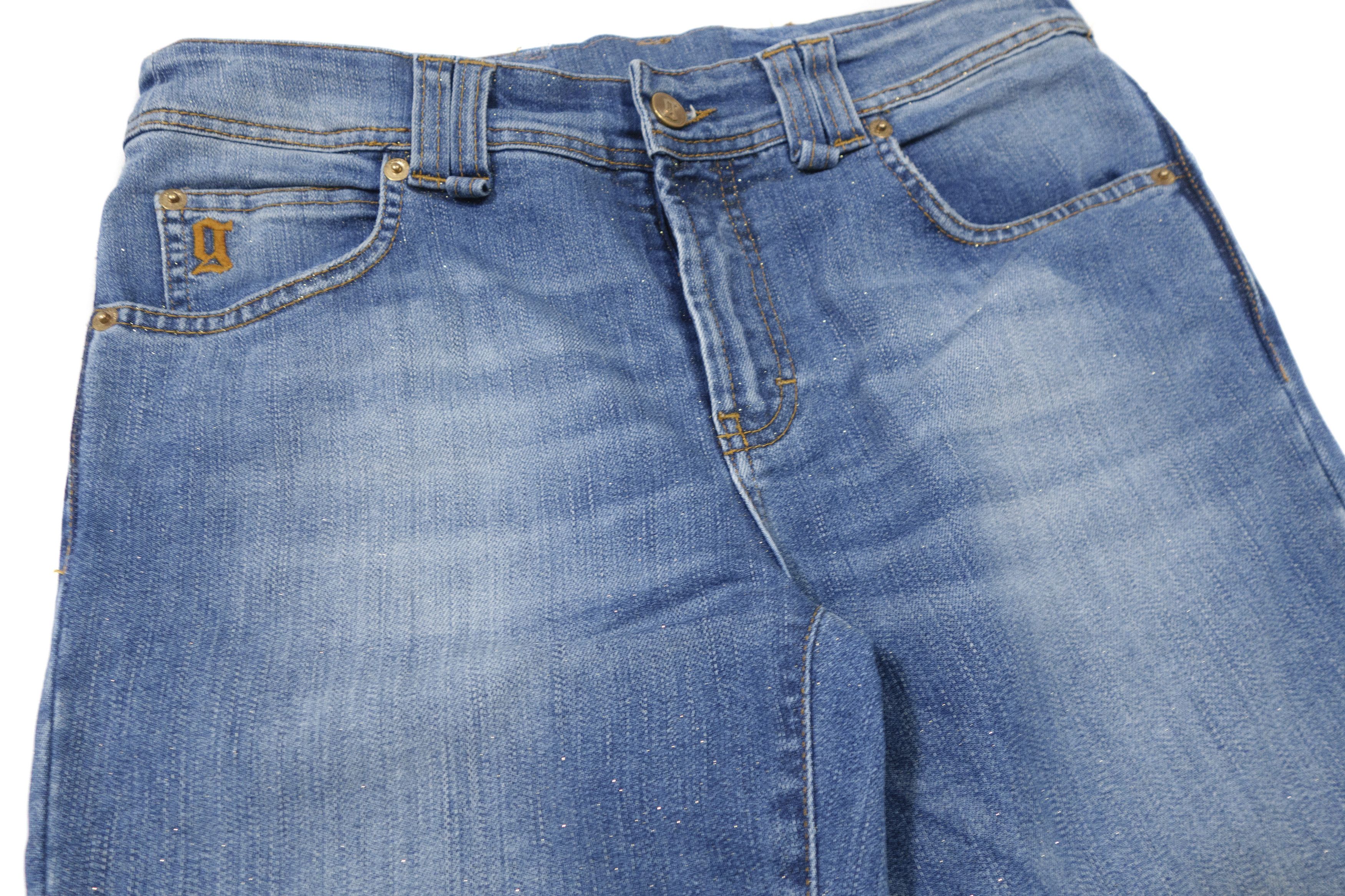 John Galliano Y2K Galliano Glitter Straight Leg Logo Patch Jeans Size 32" / US 10 / IT 46 - 5 Thumbnail