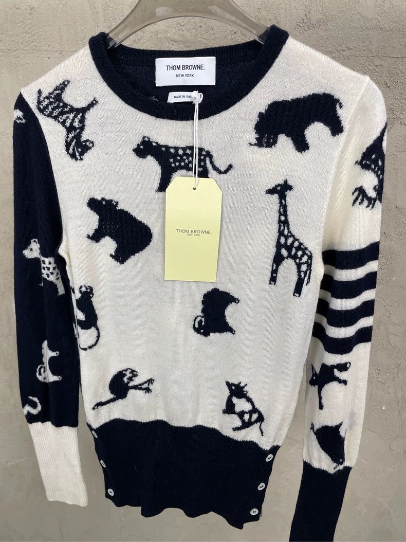 Thom Browne Thom browne Beige Tibetan blue color block zoo four-striped Size S / US 4 / IT 40 - 3 Thumbnail
