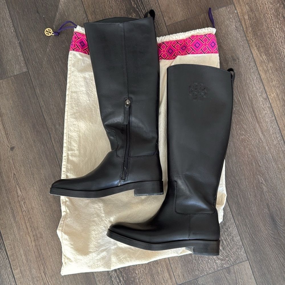 Tory Burch Tory Burch Women’s 7 Black Leather Logo The Riding Knee Hig Size US 7 / IT 37 - 2 Thumbnail