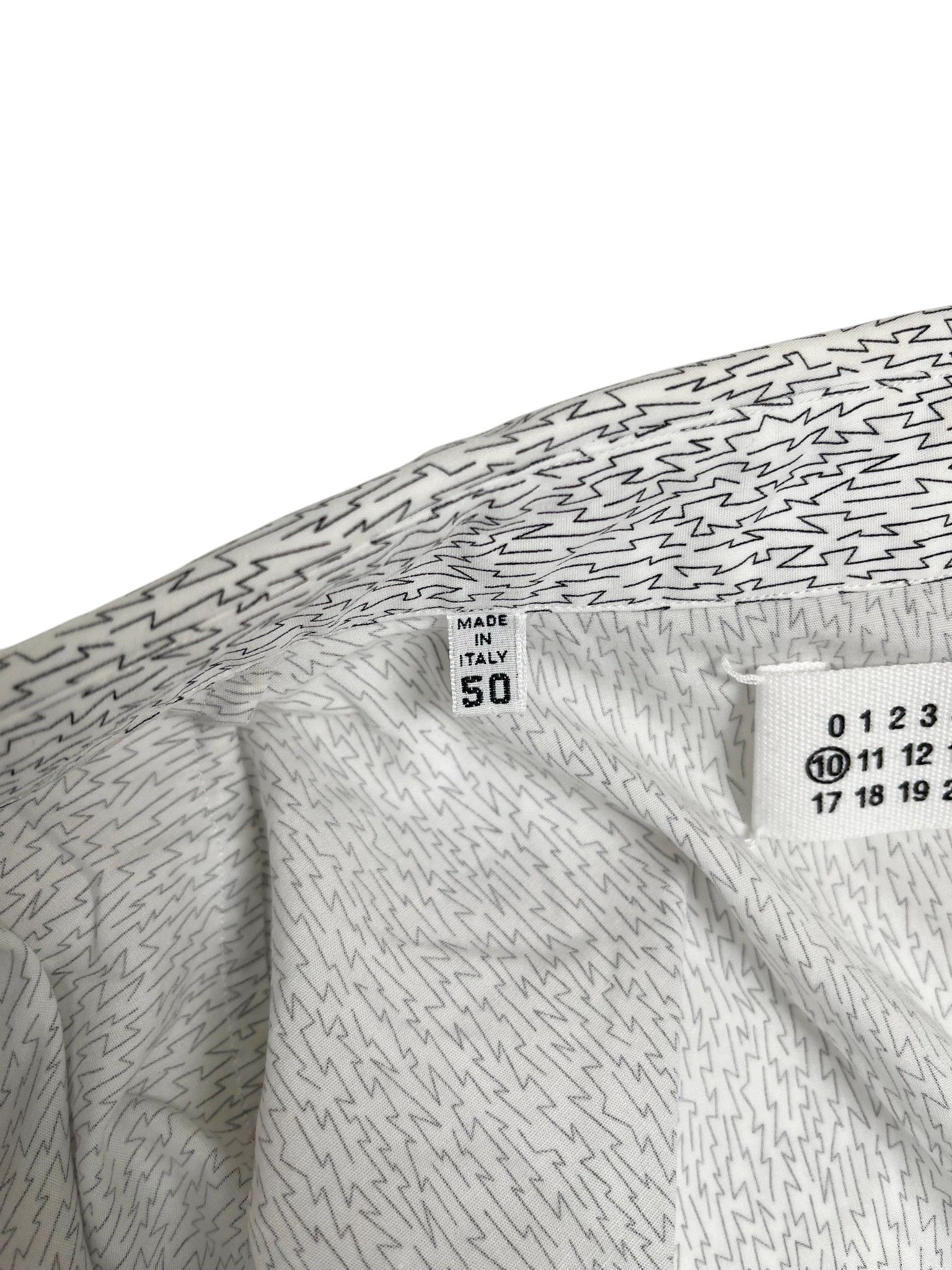 Maison Margiela by Martin S/S 2008 Black Lightining Pattern White Shirt Size US L / EU 52-54 / 3 - 8 Thumbnail