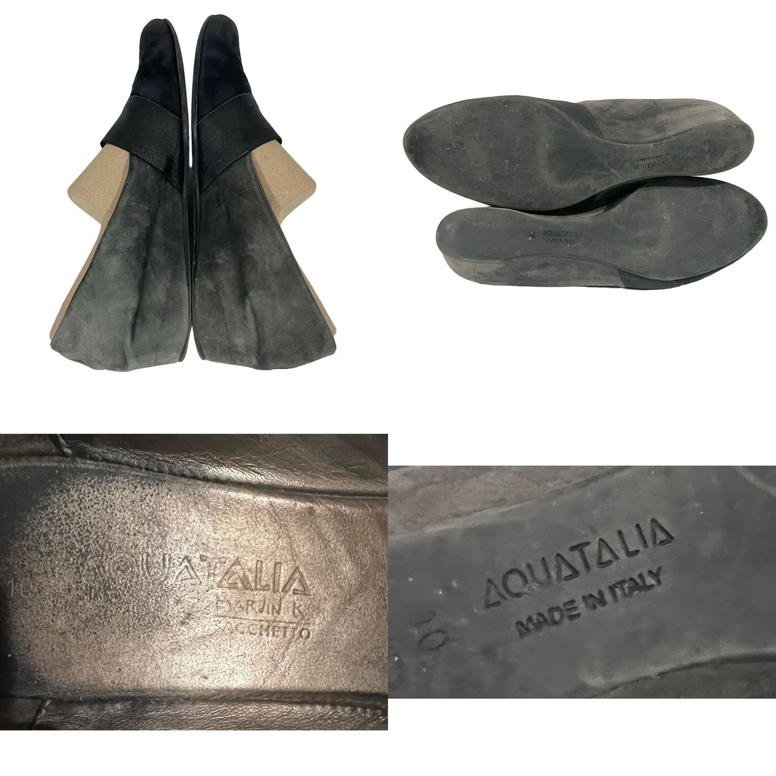 Aquatalia Aquatalia Loafers Wedge Heels Black Gray Suede Leather Slip On Women's 10 Size US 10 / IT 40 - 8 Thumbnail
