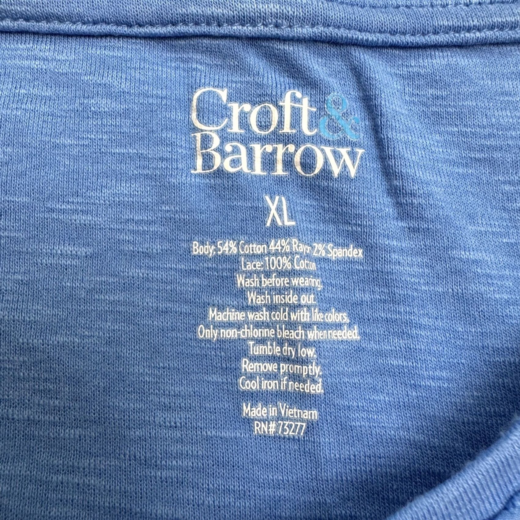 Croft & Barrow Croft & Barrow Blouse Eyelet Embroidered Lace Yoke Slub Knit Womens XL Blue Top Size XL / US 12-14 / IT 48-50 - 4 Thumbnail