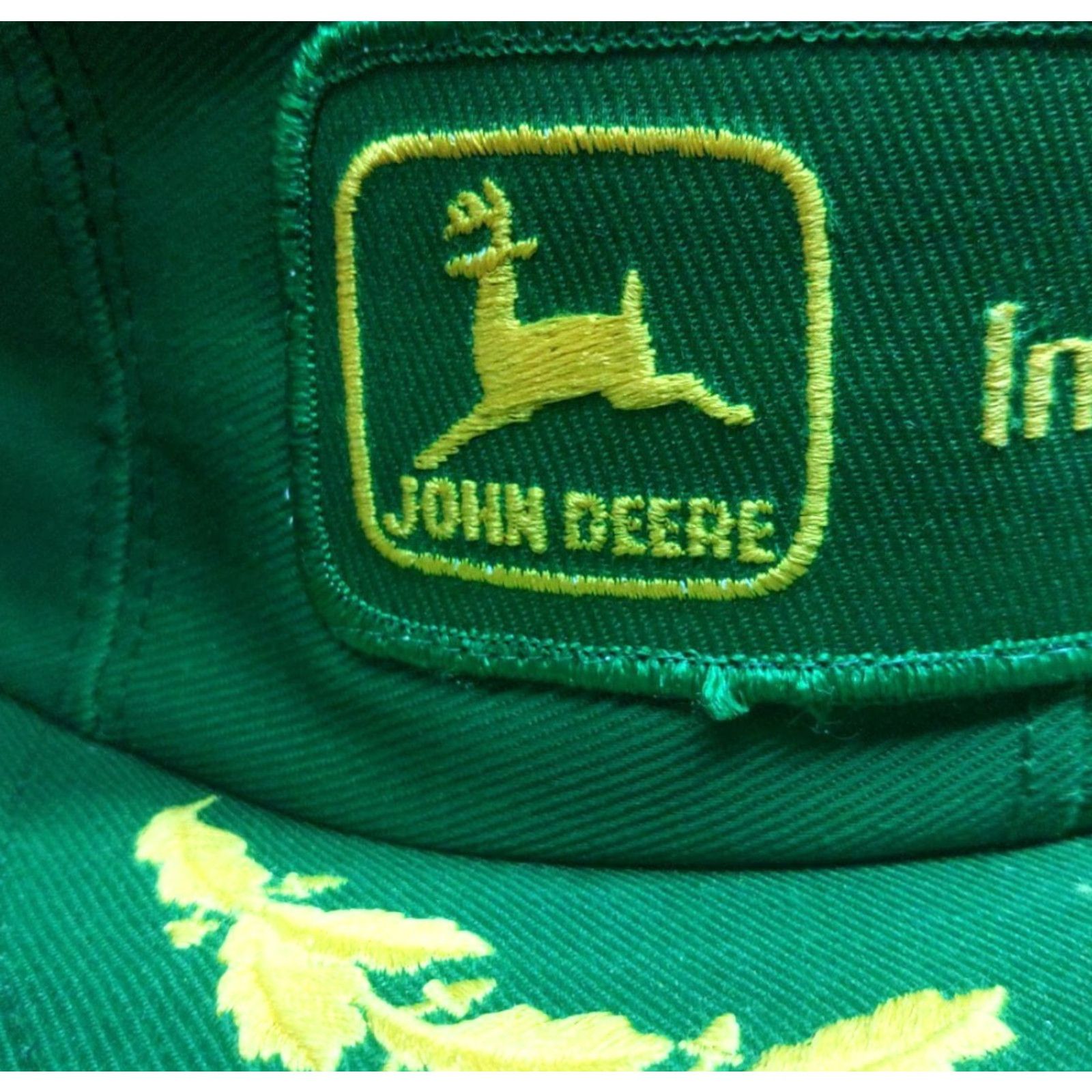 John Deere VTG John Deere Big Patch Trucker Hat | Louisville Mfg | Men One Size Green Cotton Adjustable Oak Leaf Logo 1980s Vintage 90s? Size ONE SIZE - 2 Thumbnail