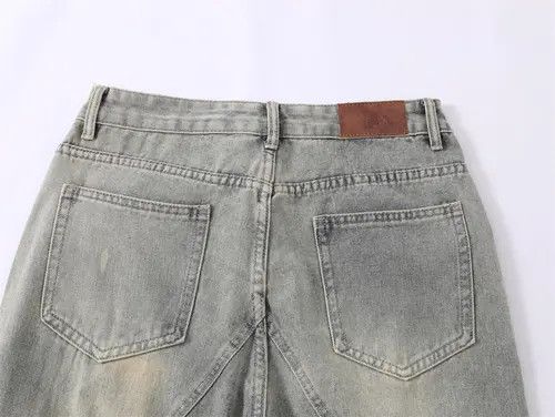 VIBE Men's punk split stitching distressed washed ripped jeans Size US 32 / EU 48 - 6 Thumbnail