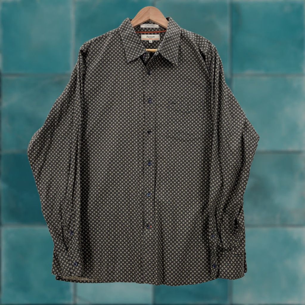 Faconnable Façonnable Shirt Mens XL Gray Geometric Print Long Sleeve Button Up Casual Club Size US XL / EU 56 / 4 - 1 Thumbnail