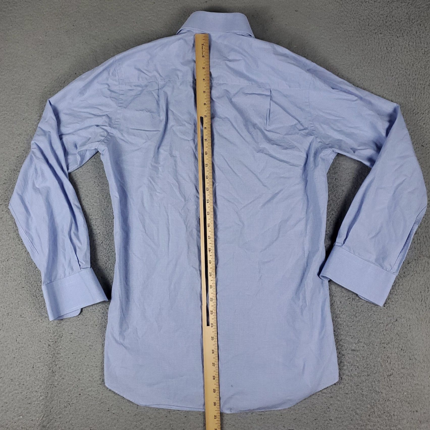 David Donahue VINTAGE David Donahue Men's Dress Shirt Long Sleeve Blue Plaid Cotton Size 15 Business Casual Men's Size 40R - 4 Thumbnail
