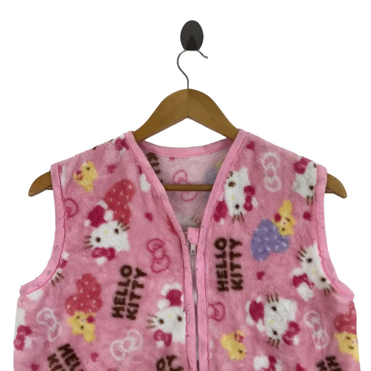 Vintage Vtg HELLO KITTY SANRIO Japan Collection Pink Fleece Vest Size M / US 6-8 / IT 42-44 - 2 Thumbnail