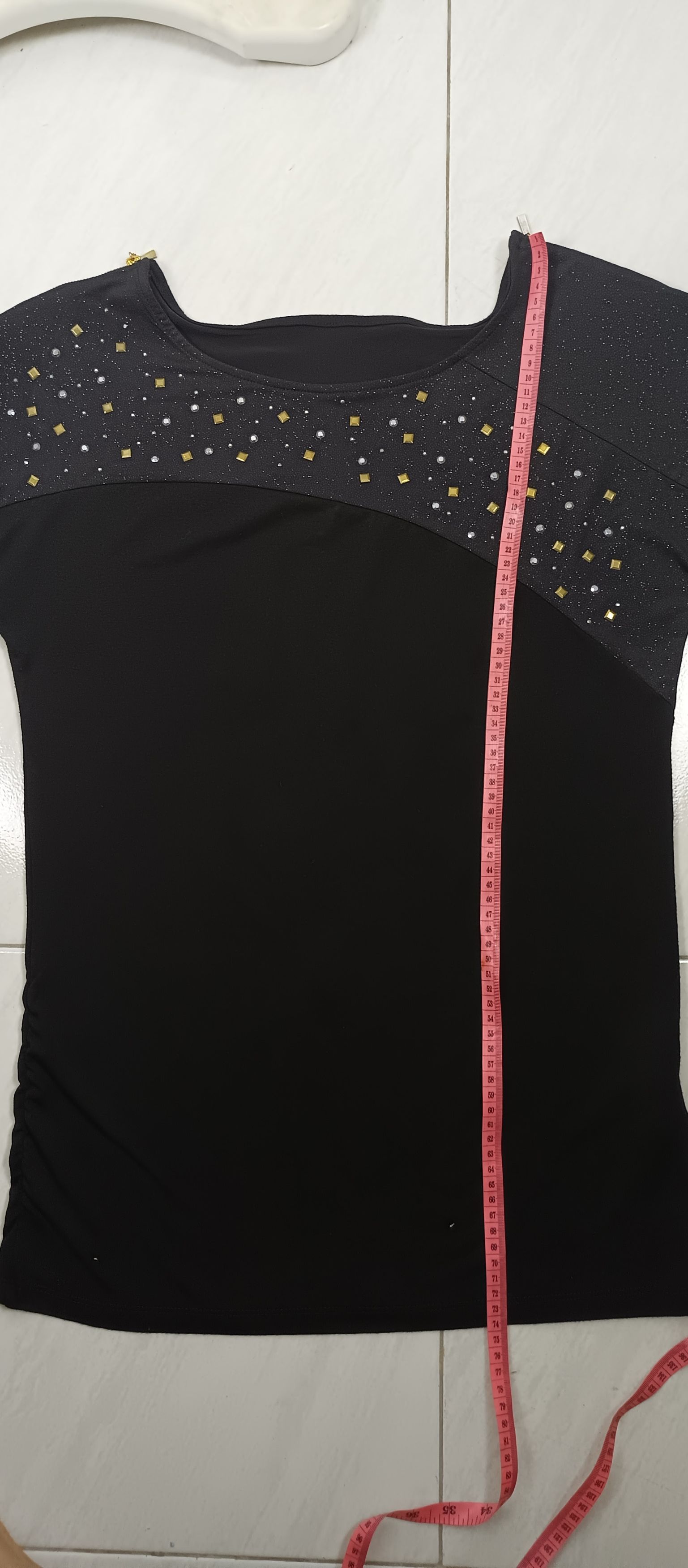 Beauty Beast × Japanese Brand PASTIME Women's Black Tsirt Rhinestones Zipp on Shoulder Size L / US 10 / IT 46 - 9 Thumbnail