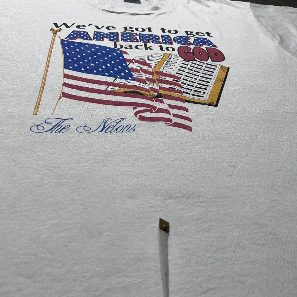 Vintage VTG 90s AMERICA back to GOD The Nelons Holy Bible Graphic Size US XL / EU 56 / 4 - 5 Thumbnail