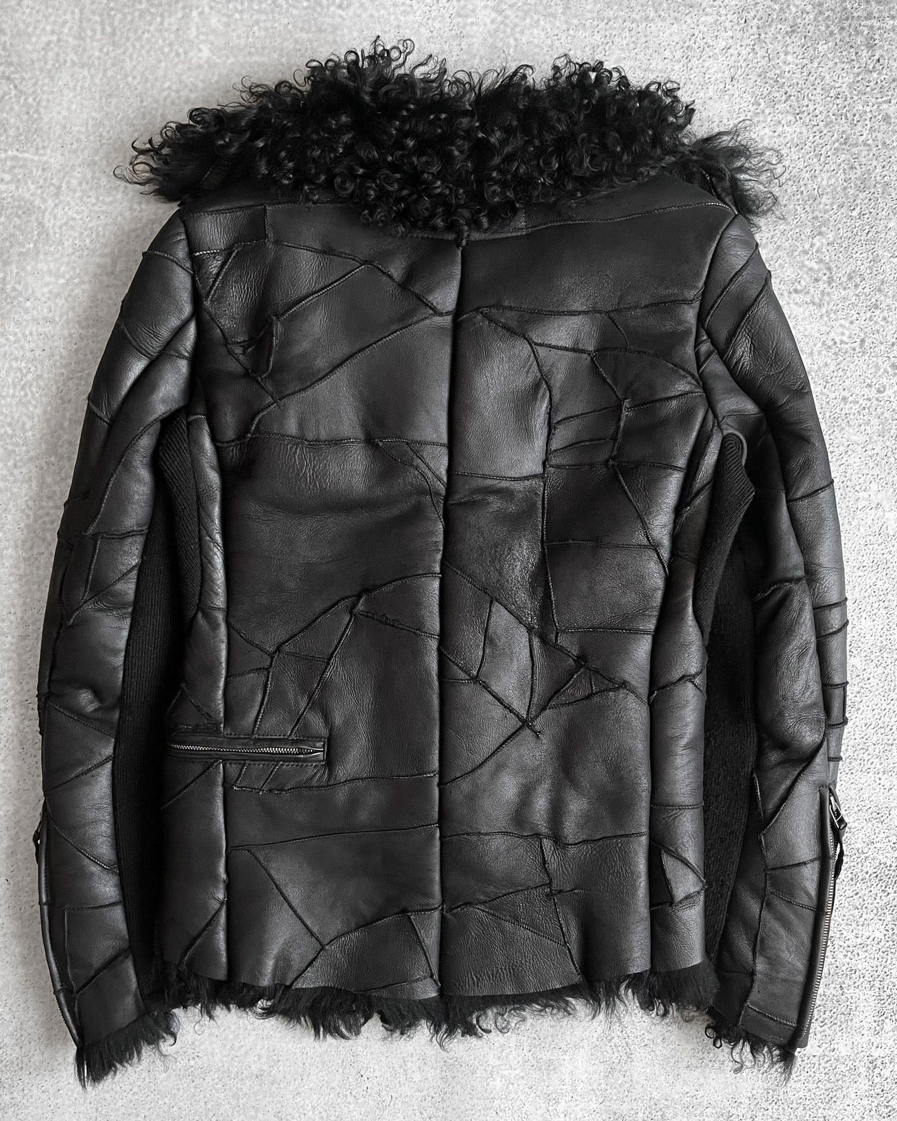 14th Addiction Kyoji Maruyama 00s ‘Mouton’ Sheepskin Patchwork Rider Jacket Size US M / EU 48-50 / 2 - 3 Thumbnail