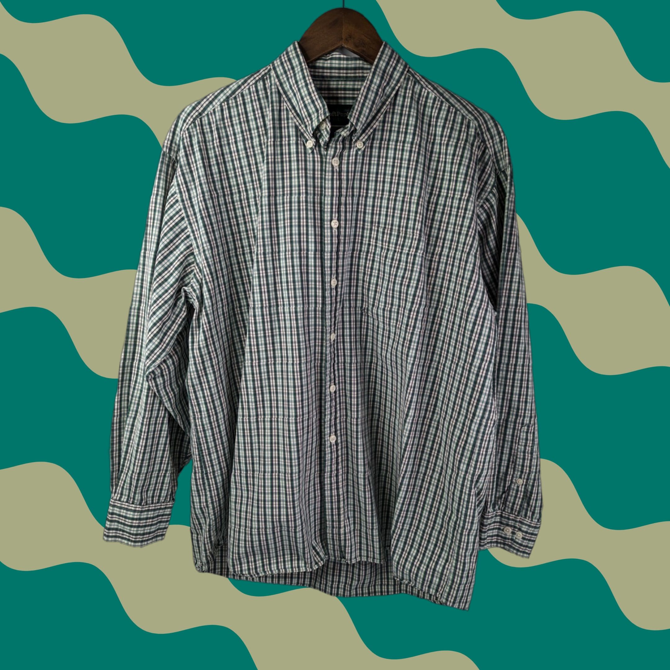 Evergreen Evergreen Shirt Button-Down L Green Cotton Soft Poplin Long Sleeve Classic Men's Velvety Size US L / EU 52-54 / 3 - 1 Thumbnail