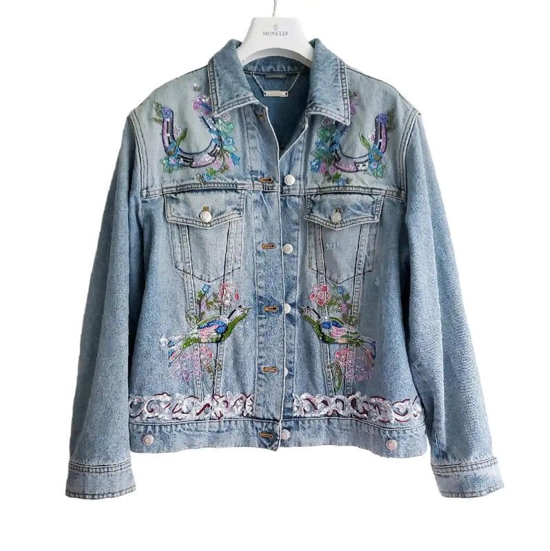 Alexander McQueen Alexander McQueen Blue Denim Embroidered Jacket 0089 Size M / US 6-8 / IT 42-44 - 1 Thumbnail