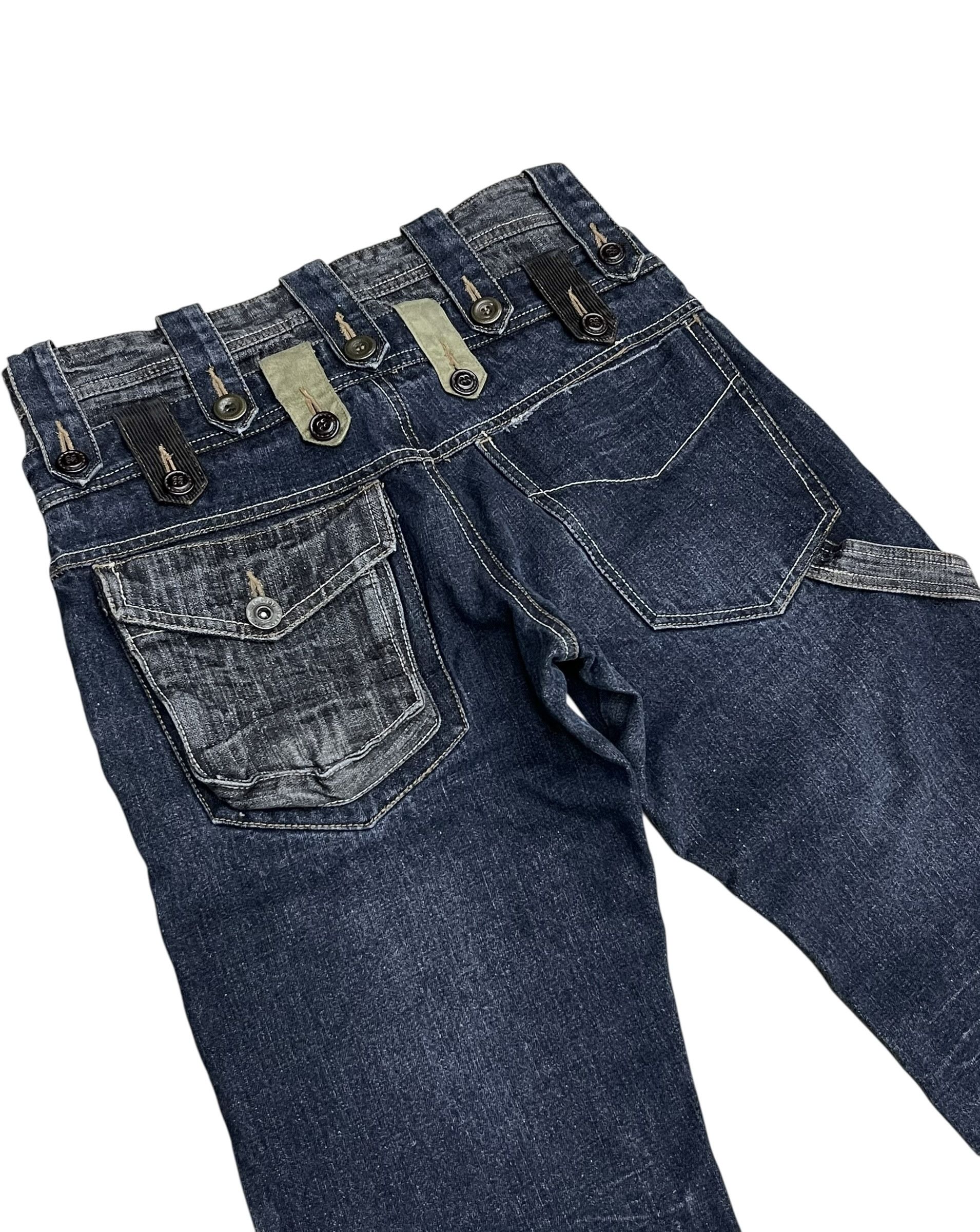 Indigo Vtg GUMU Double Waist MultiZip Utility Cargo Denim Y2K Japan Size US 28 / EU 44 - 7 Thumbnail