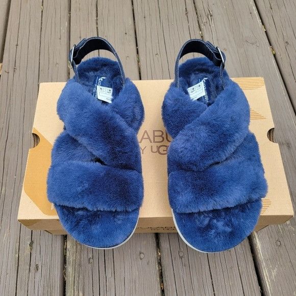 Ugg Ugg Australia Fuzz-ee Insignia Blue Faux Fur Fuzzy Fluffy Sl Size US 8 / IT 38 - 5 Thumbnail