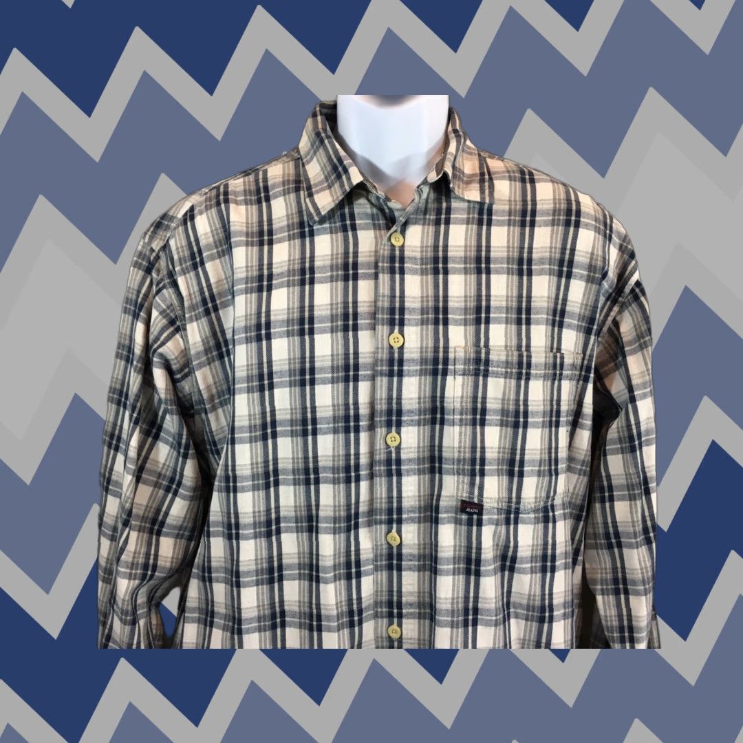 Tommy Hilfiger VINTAGE Tommy Hilfiger Jeans Casual Button Shirt Sz L EUC - Blue Gray Checkered Shirt Mens L Blue Plaids & Checks Button-Down Button-Up - 90s Size US L / EU 52-54 / 3 - 1 Thumbnail