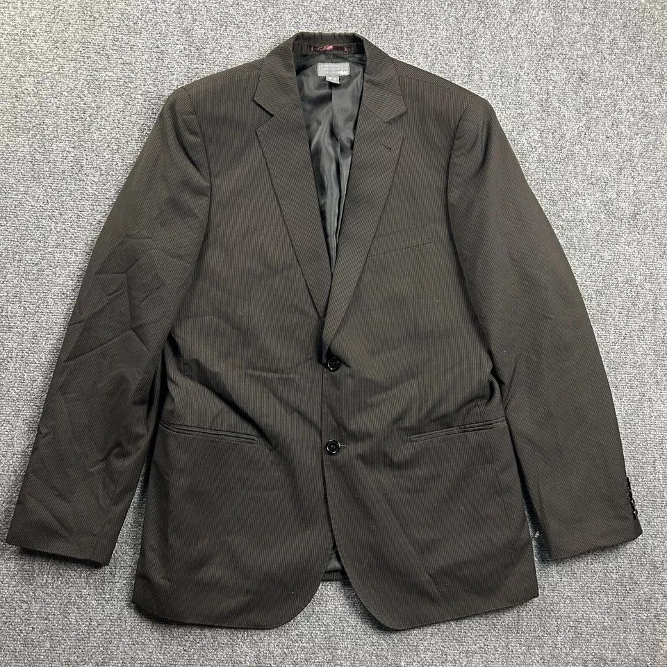 H&M H&M Blazer Mens 44 Brown Striped Suit Jacket Polyester Size 44R - 1 Thumbnail