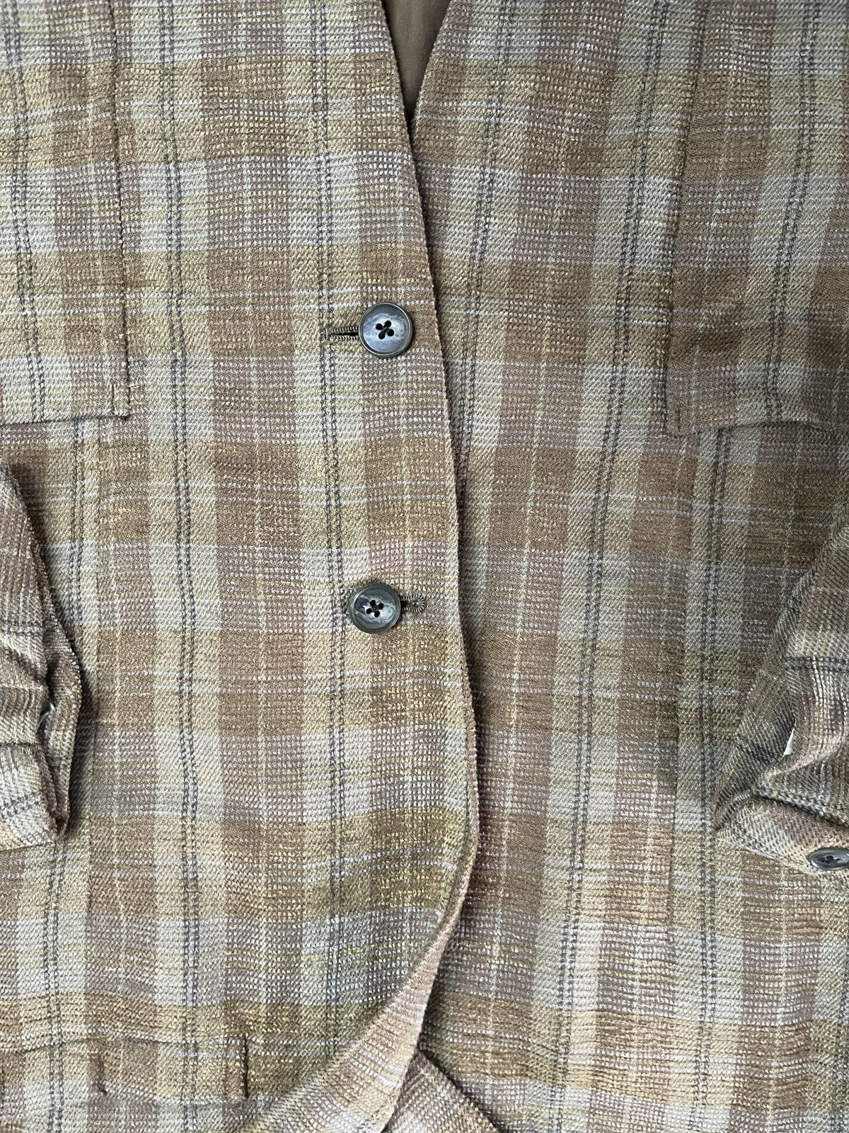 Balenciaga Vintage Balenciaga Houndstooth Linen Wool Blend Blazer Size 42L - 11 Thumbnail