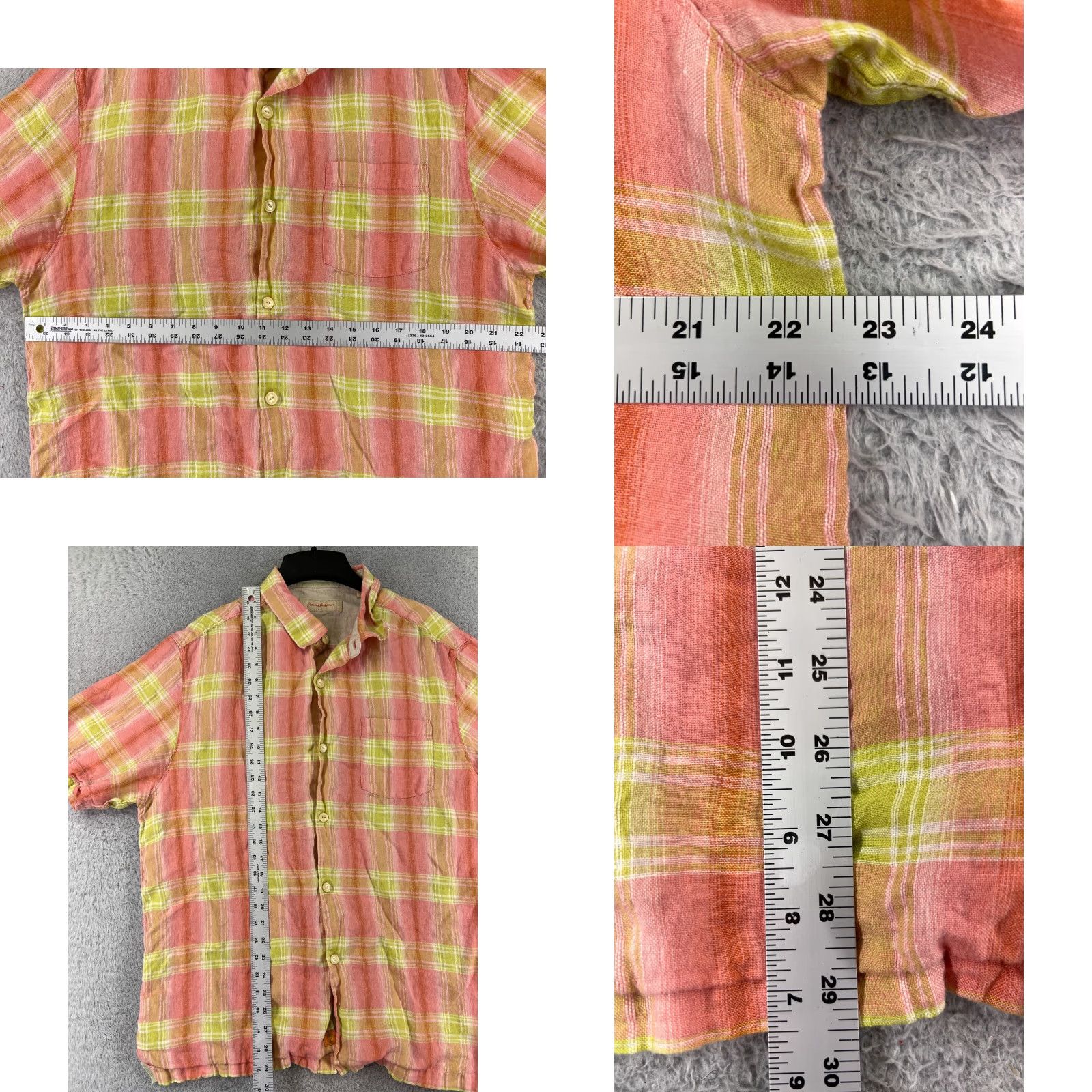 Tommy Bahama Tommy Bahama Shirt Men XL Pink Plaid Linen Button Short Sleeve Aloha Hawaiian Resort Beach Vintage: No (adjust to rules) Size US XL / EU 56 / 4 - 8 Thumbnail