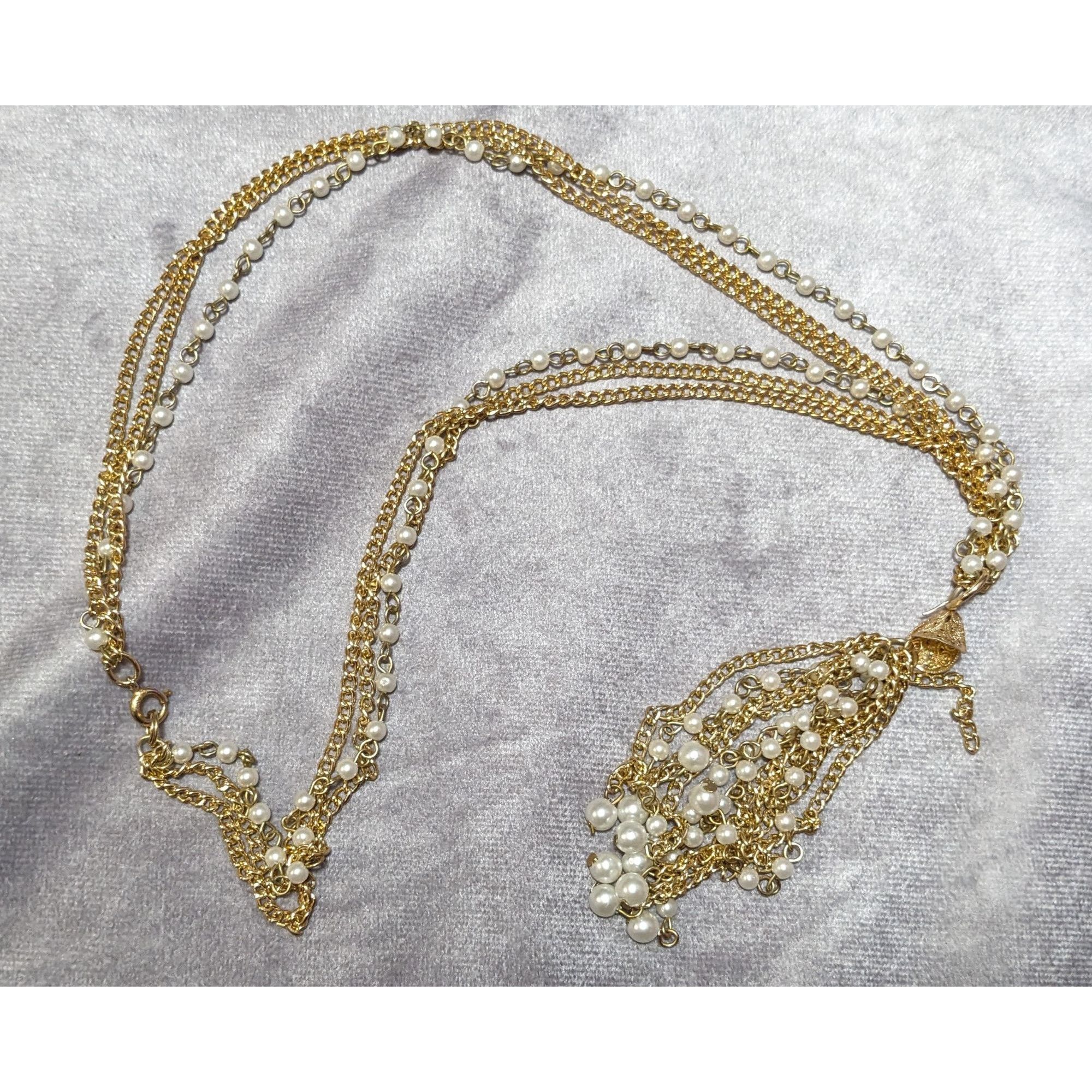 Other Gold Tone Faux Pearl Multistrand Tassel Necklace Size ONE SIZE - 8 Thumbnail