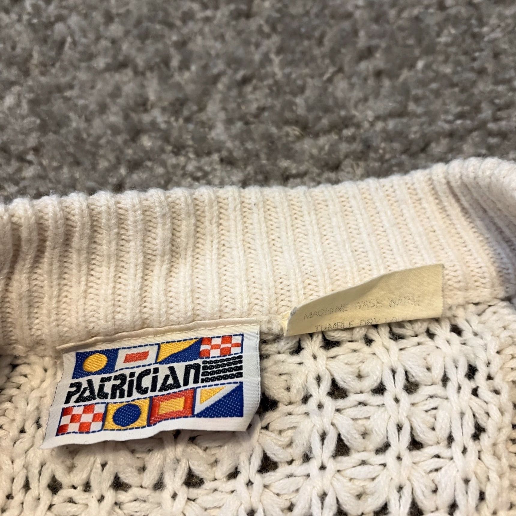 Patricia Nash VINTAGE Patrician Wool? Wait: Original uses Cotton. Correct: Patrician White Cable-Knit Cotton Sweater Pullover 2XL Men 80s Size US XXL / EU 58 / 5 - 6 Thumbnail