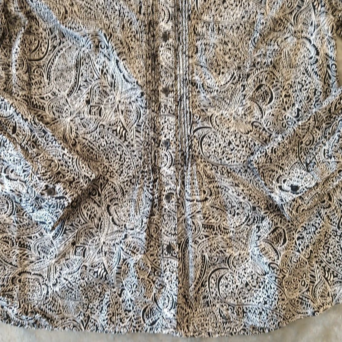 Talbots Talbots Shirt Womens Medium Black Paisley Long Sleeve Button Up Lightweight Regular Cotton Size M / US 6-8 / IT 42-44 - 3 Thumbnail