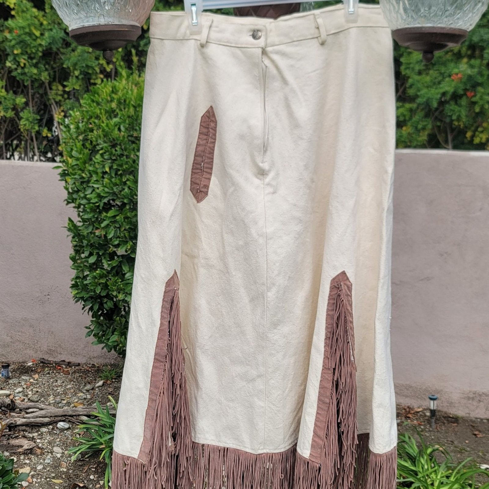 The Unbranded Brand Vtg Western Collection Denim Fringe Skirt Size 30" / US 8 / IT 44 - 1 Thumbnail