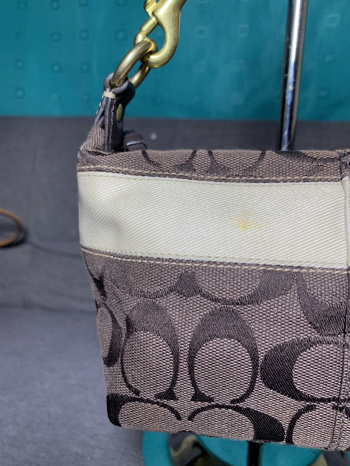 Coach COACH BROWN SIGNATURE MINI HOBO BAG Size ONE SIZE - 6 Thumbnail