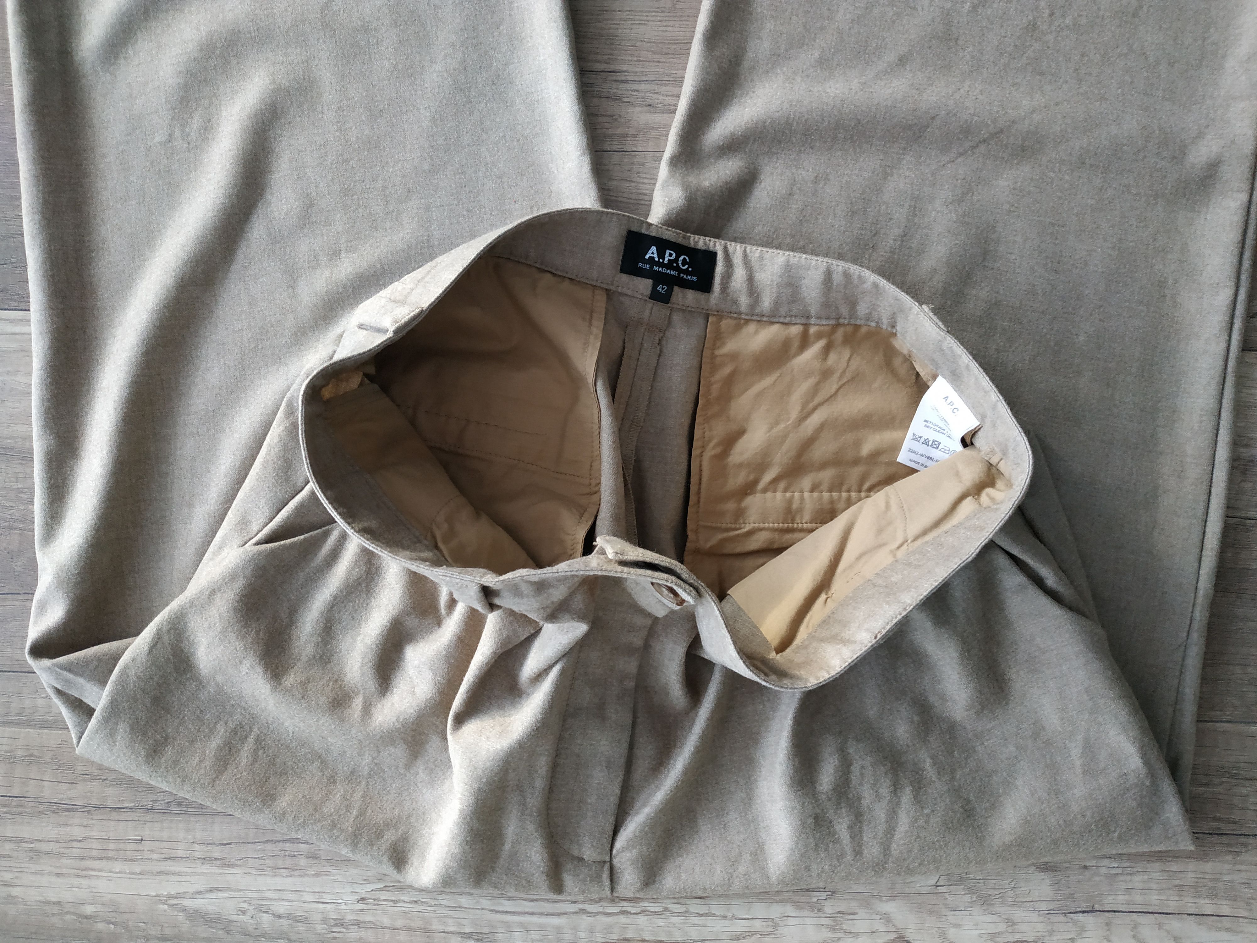 A.P.C. × Designer A.P.C. Paris Women's Wool Beige Chino Pants, s. 42 (XL) Size 30" / US 8 / IT 44 - 7 Thumbnail