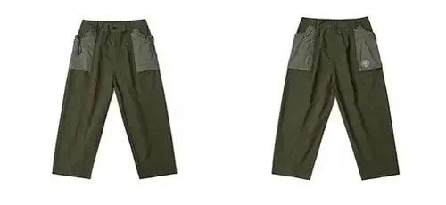 Jean 20SS Indigo Union Japan Olive Patchwork Cropped Pants Size US 33 - 2 Thumbnail