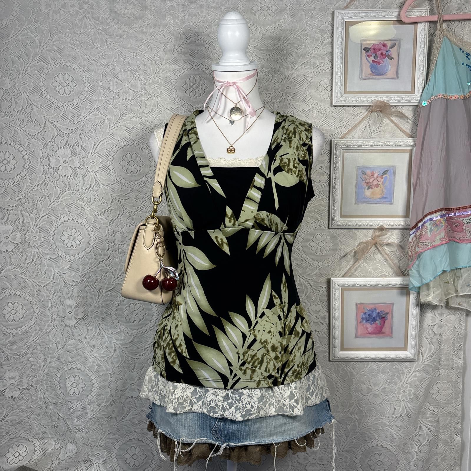 Other vintage fairy core fitted V-neck blouse Size S / US 4 / IT 40 - 1 Thumbnail