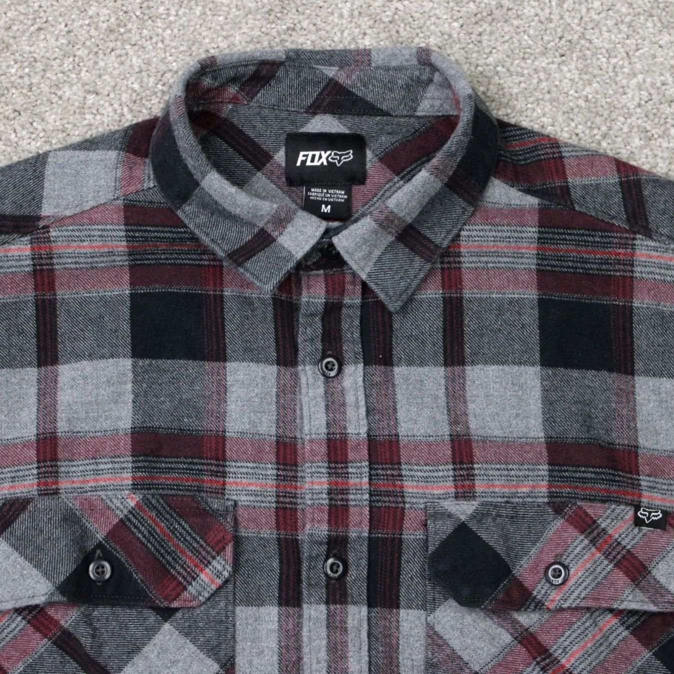 Fox Racing Fox Racing Shirt Men Medium Gray/Red Plaid Flannel 100% Cotton Long Sleeve Button Up Casual Outdoor Vintage? Size US M / EU 48-50 / 2 - 4 Thumbnail