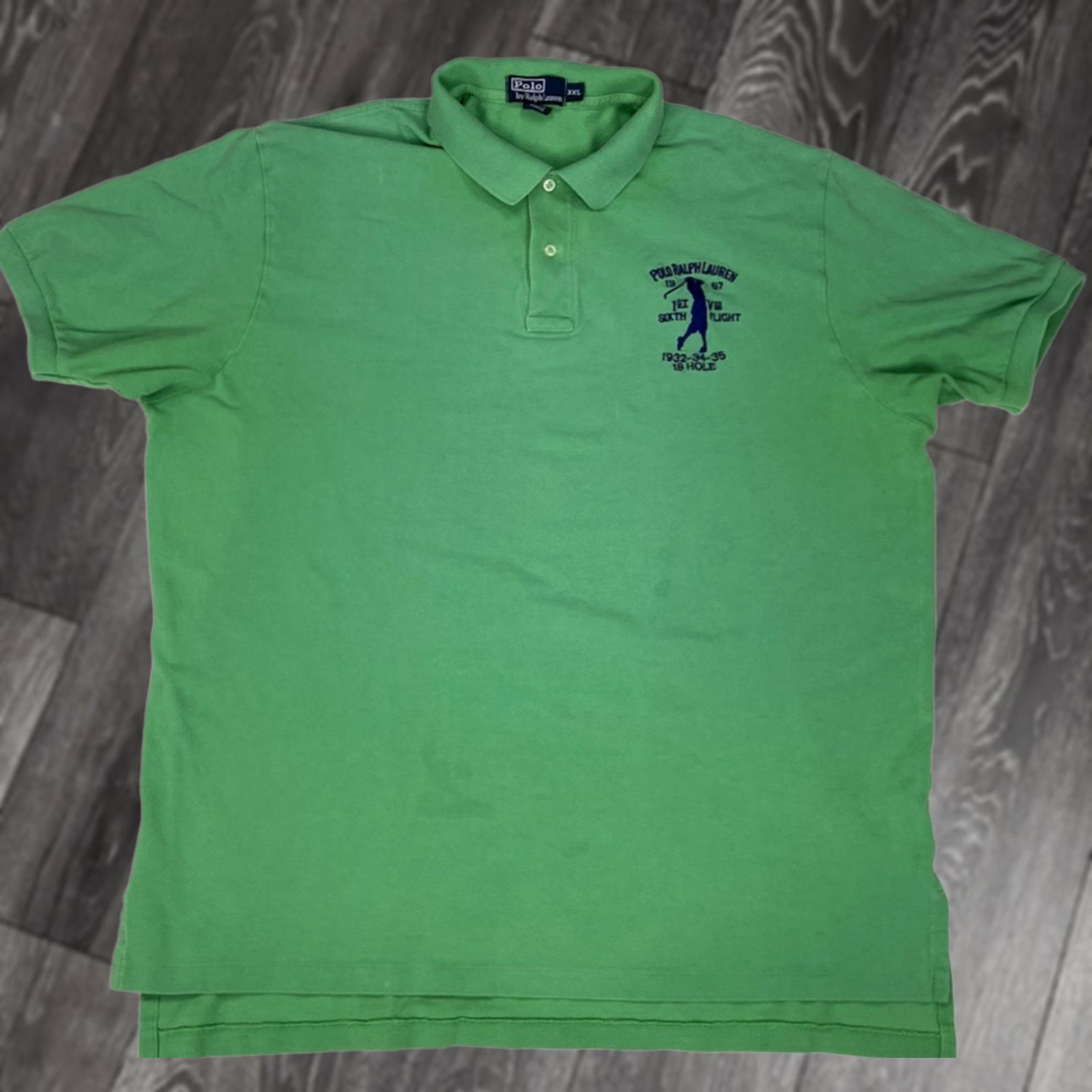 Polo Ralph Lauren VINTAGE Polo Ralph Lauren Polo Shirt Men XXL Green Short Sleeve 18 Hole Rugby Shirt Polo Ralph Lauren Big Pony Logo Embroidered Casual Size US XXL / EU 58 / 5 - 1 Thumbnail