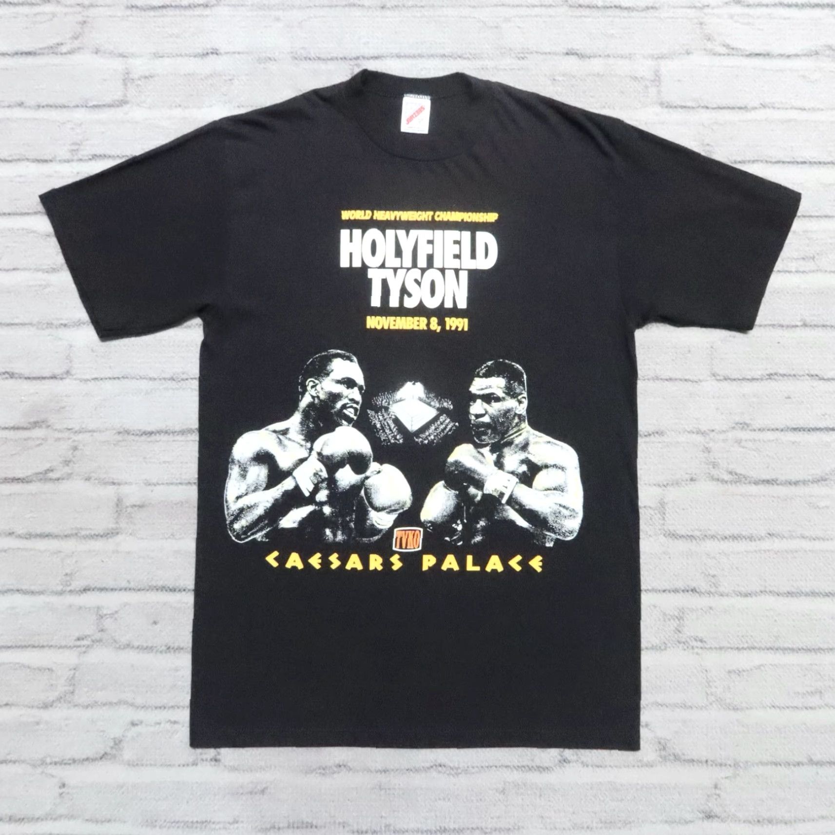 Jerzees Vintage Holyfield Tyson Caesars Palace Boxing Tshirt Tee L Black Mens T-Shirt 90s Size US L / EU 52-54 / 3 - 2 Thumbnail