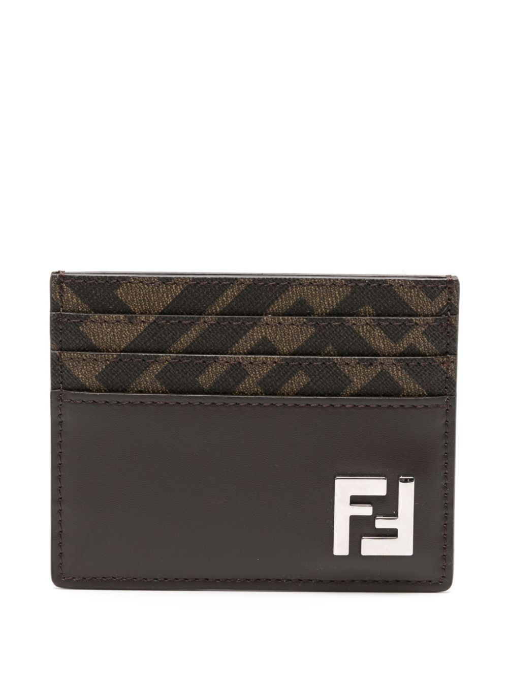 Fendi LEATHER AND FF CANVAS SQUARED CARD HOLDER Size ONE SIZE - 1 Thumbnail