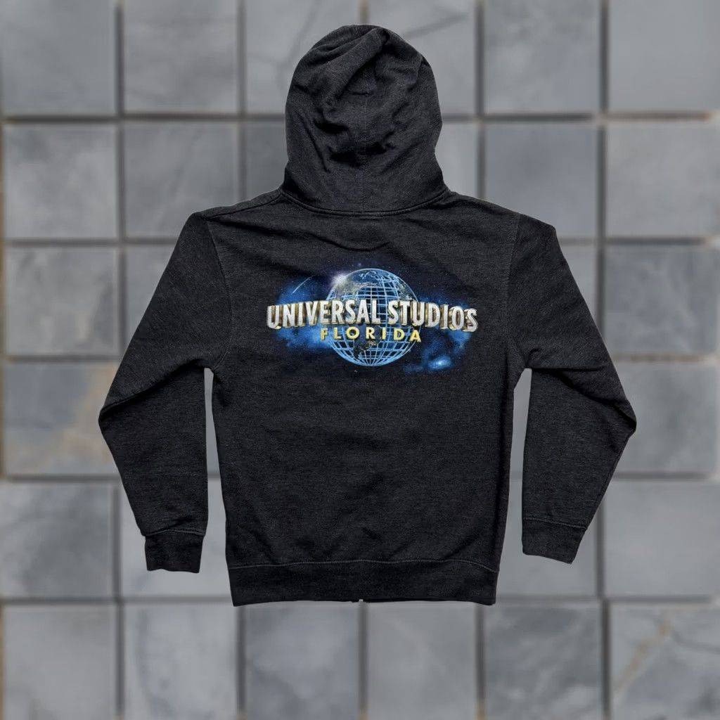 Vintage Universal Studios Hoodie Mens Medium Gray Full Zip Graphic Print Logo Pockets Fleece Jacket Size US M / EU 48-50 / 2 - 1 Thumbnail