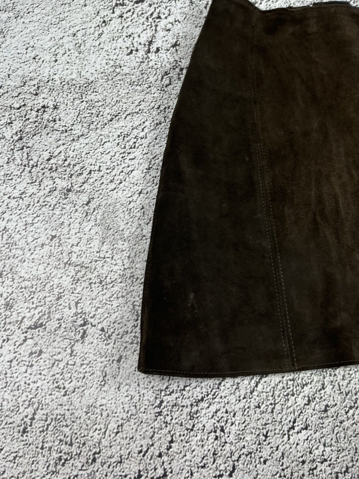 Vintage Vintage 70s Leather Brown Suede Skirt Retro AvantGarde Size 25" / US 0 / IT 36 - 5 Thumbnail