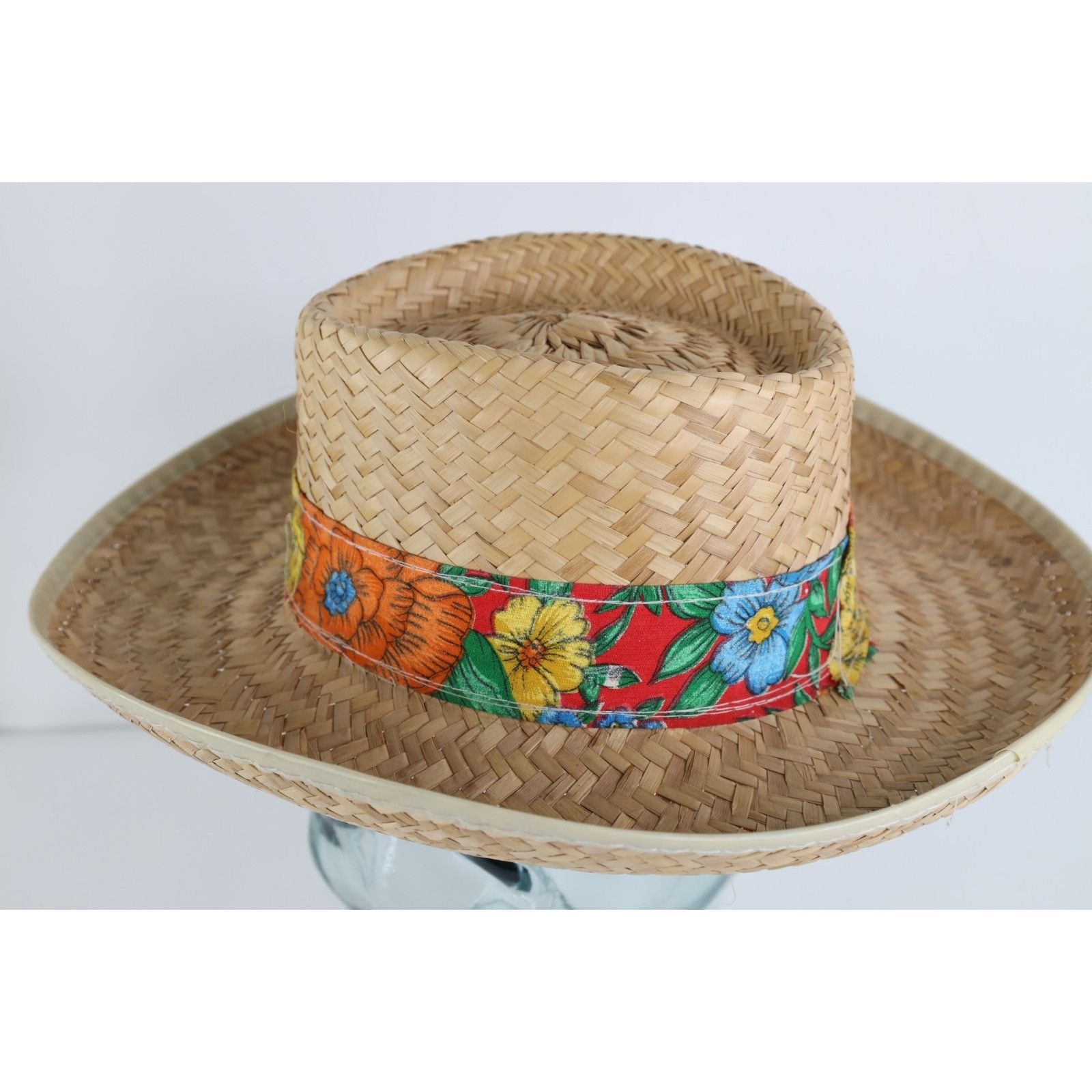 Vintage Vintage 90s Streetwear Floral Flower Band Woven Straw Hat Size ONE SIZE - 3 Thumbnail
