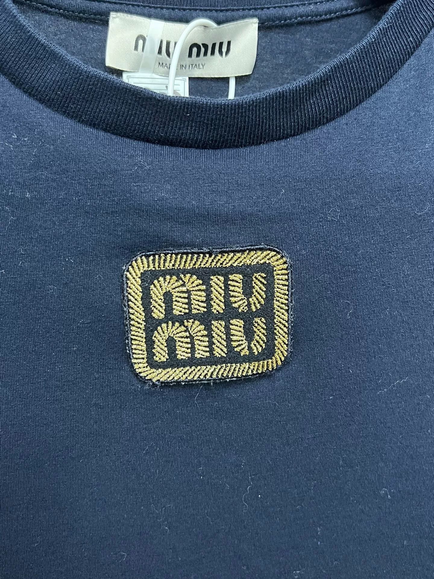 Miu Miu Miu Miu Navy Embroidered Gold Logo Longsleeve Size US S / EU 44-46 / 1 - 3 Thumbnail