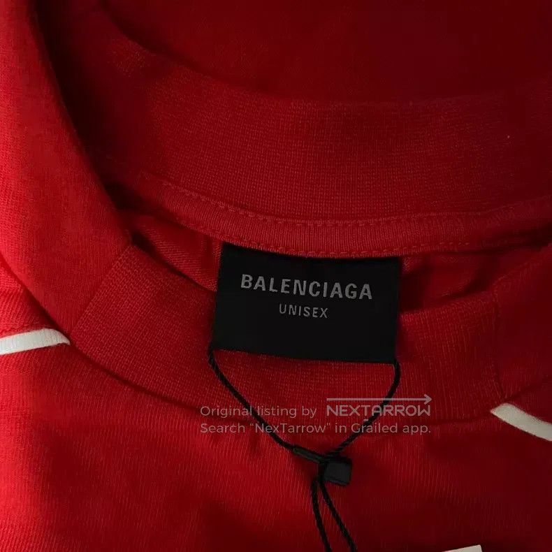 Balenciaga Balenciaga Embroidered Logo Letter Red Short Sleeve T-Shir Size US L / EU 52-54 / 3 - 3 Thumbnail