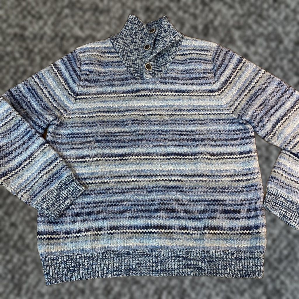 Tommy Bahama Tommy Bahama Sweater Mens Medium Indigo Blue Quarter Button Pullover Woven Size US M / EU 48-50 / 2 - 1 Thumbnail