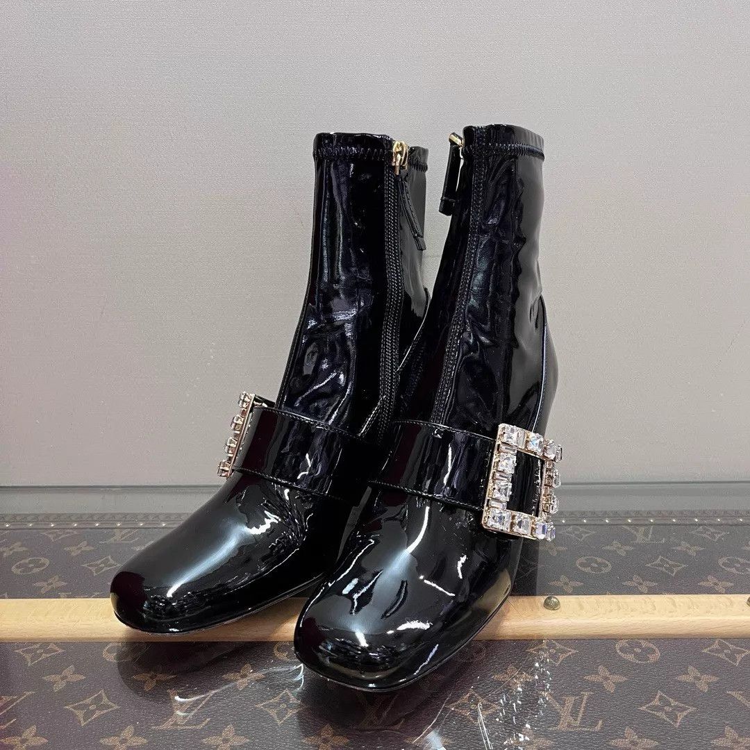 Roger Vivier Roger Vivier Black Patent Leather Short Boots 36 Size US 5.5 / IT 35.5 - 4 Thumbnail