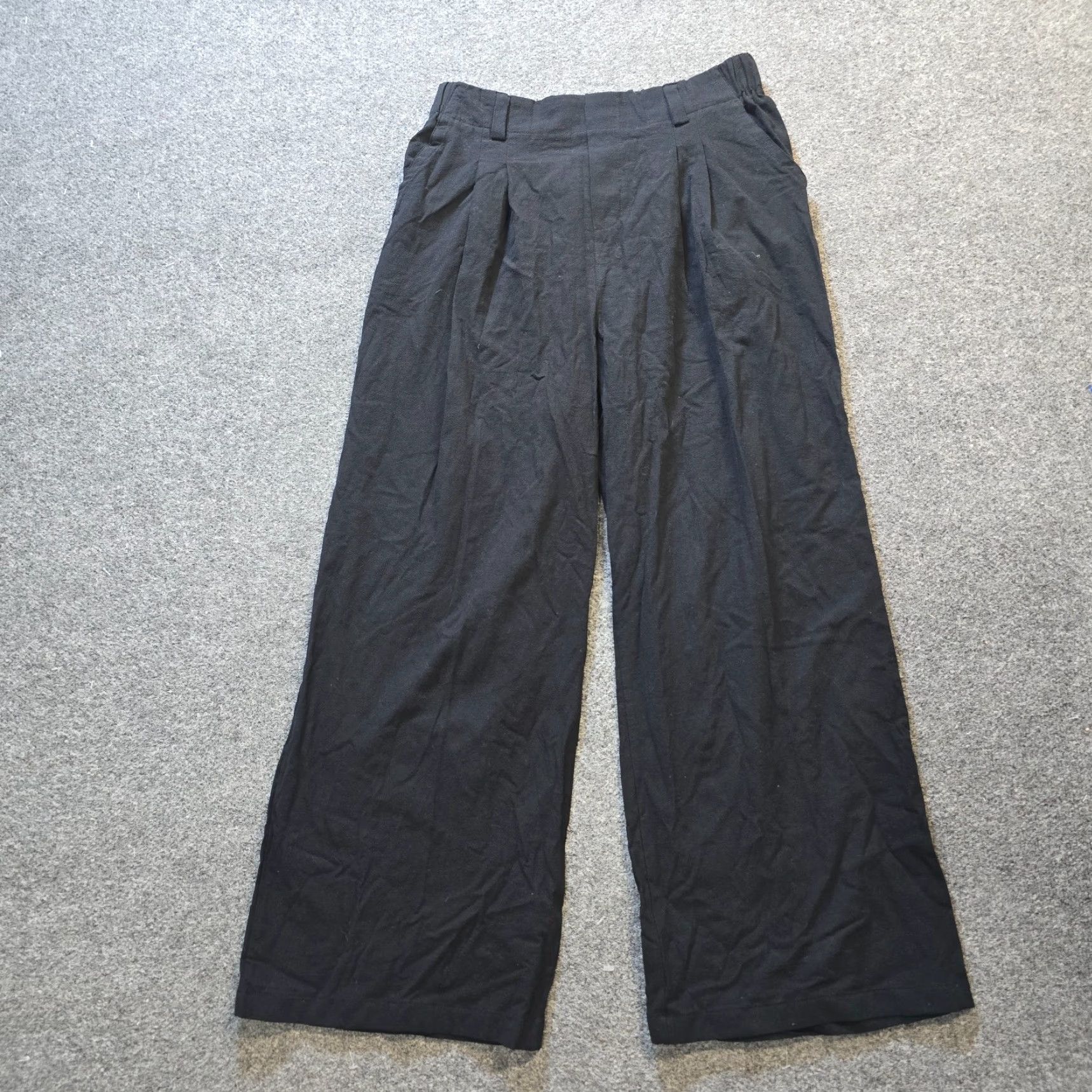 Vintage Halara Pants Womens Large Black Pleated Pliced Wide-Leg Stretch Casual Career Shirt, Pants Size 36" / US 14 / IT 50 - 2 Thumbnail