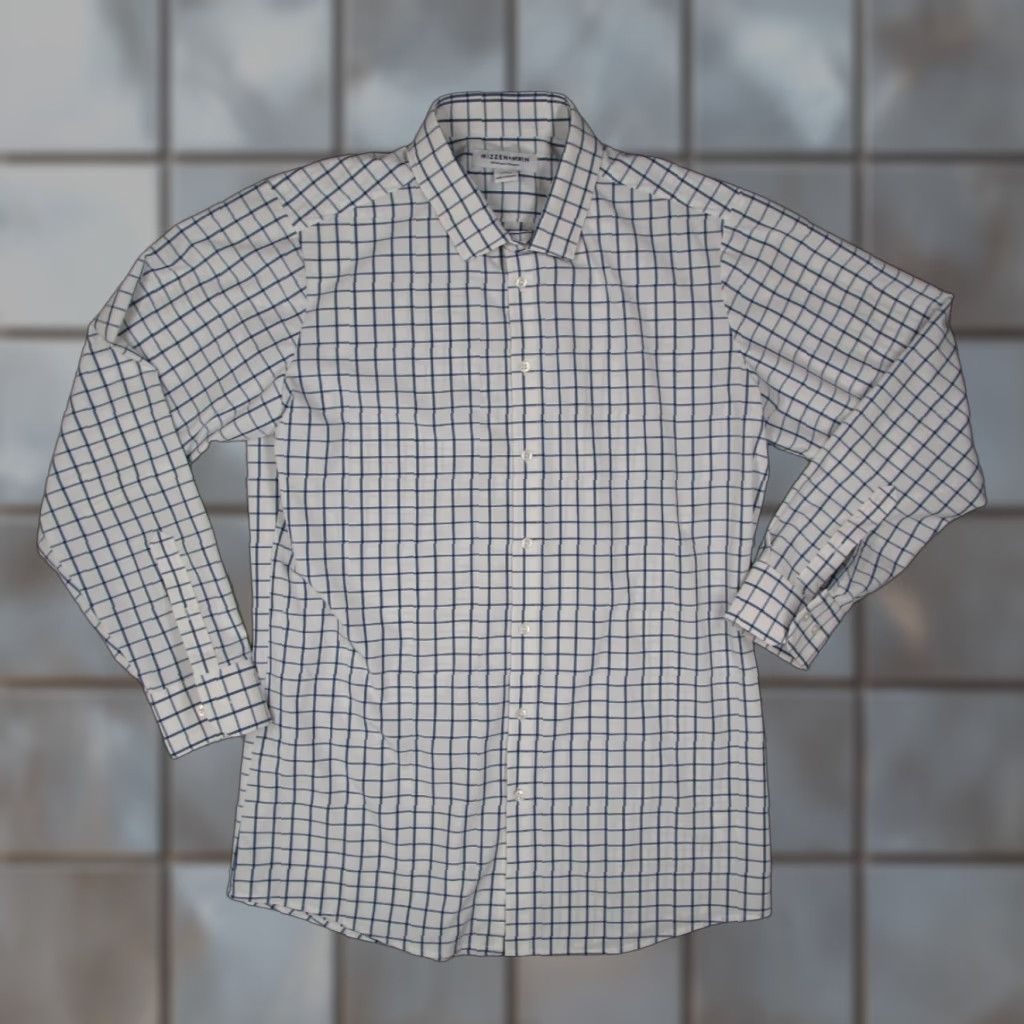 Mizzen+Main Mizzen+Main Shirt Mens Blue Check Long Sleeve Button Up - Big & Tall XL Trim - Polyester Blend - Button Up - City Classic Preppy - Mens Size US XL / EU 56 / 4 - 1 Thumbnail