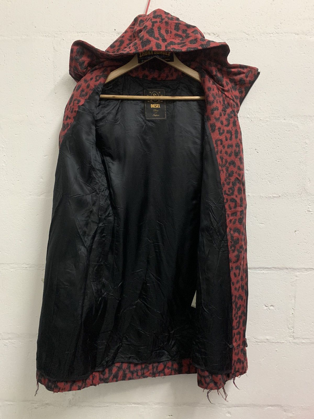 Diesel Diesel Coat Wool Blend Cheetah Contrast Leather Sleeve Size XS / US 0-2 / IT 36-38 - 4 Thumbnail