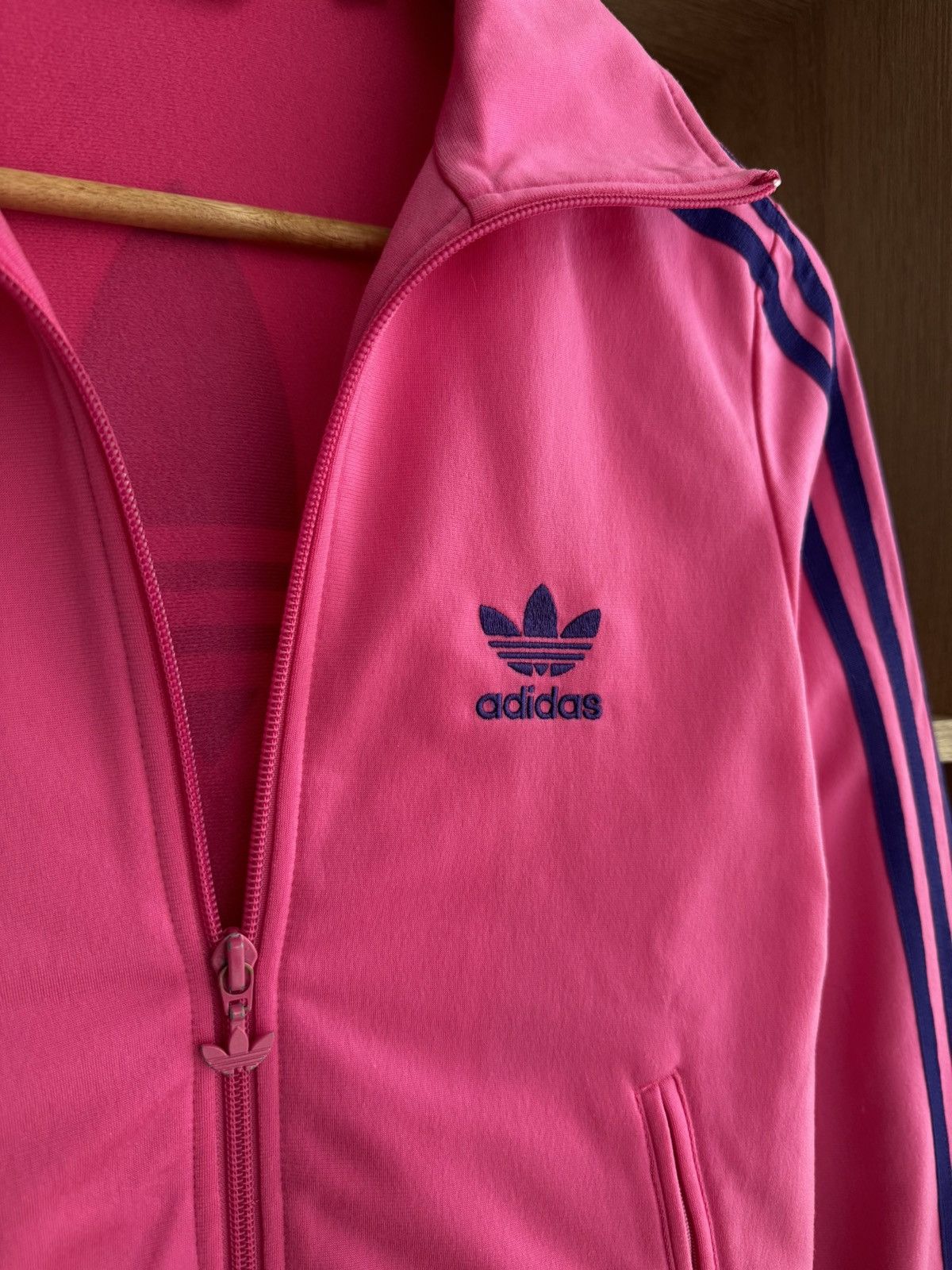 Adidas × Vintage Vintage Adidas Firebird Three Stripes Pink Big Logo Hoodie Size S / US 4 / IT 40 - 4 Thumbnail