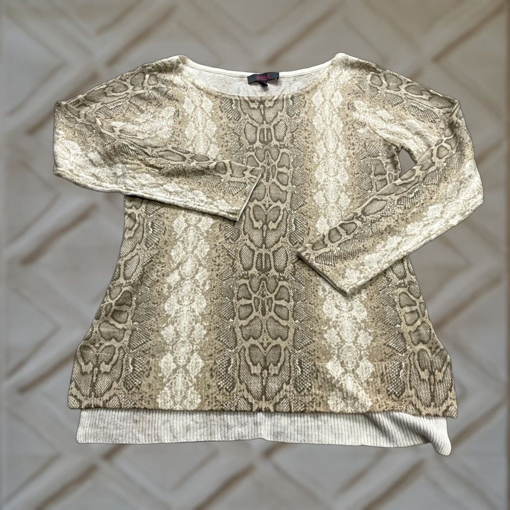 Vintage Marled Blouse Womens Large Brown Snake Skin Acrylic Long Sleeve Boat Neck Casual Size L / US 10 / IT 46 - 1 Thumbnail