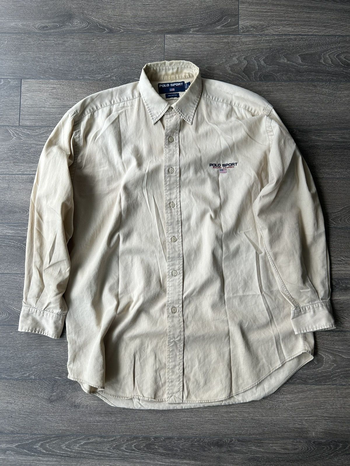 Polo Ralph Lauren Vintage Polo Sport Beige Shirt Size US L / EU 52-54 / 3 - 3 Thumbnail